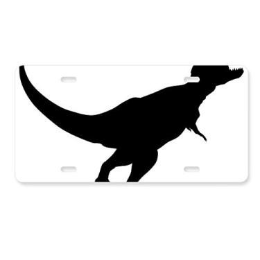 Imagem de DIYthinker Placa de licença em aço inoxidável para decoração de ossos pretos de dinossauro