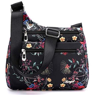 Imagem de Bolsa de nylon multibolsos transversal STUOYE para mulheres, viagem, bolsa de ombro, Peach Blossom, Medium