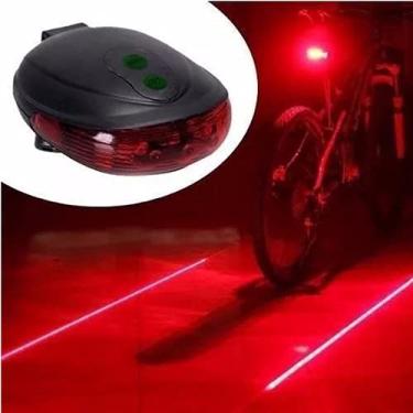 Imagem de Lanterna Farol Traseira Bike Led Ciclovia Laser Sinalizador