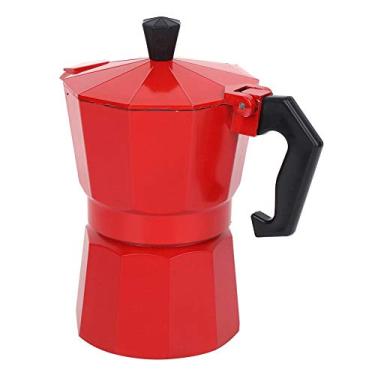 Imagem de Máquina de café de alumínio com capacidade de 6 xícaras de 300 ml Acessórios para panela Moka Cafeteira Espresso Estilo Italiano Cafeteira Espresso Cafeteira Moka Italiana para Uso Doméstico no Escritório (vermelho)