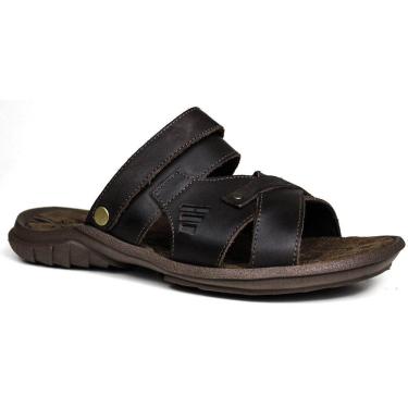 Imagem de Sandália Papete Masculina de Couro Marrom 2200