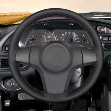 Imagem de LAVIYE Capa do volante do carro preto de couro artificial, para Chevrolet Niva 2009-2017 (3-Spoke) Vauxhall Corsa (D) Opel Corsa (D)
