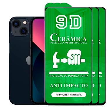 Imagem de Kit 3x Película Compatível com iPhone 13 Normal - 9D Cerâmica Protetora Resistente Anti Impacto Queda Choque Shock Flexível Nano Gel Compatível 3D 5D 100D