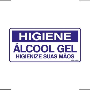 Imagem de Placa De Sinalização Higiene Álcool Gel Higienize Suas Mãos 20x10 Ekomunike - P-37/1 F9e