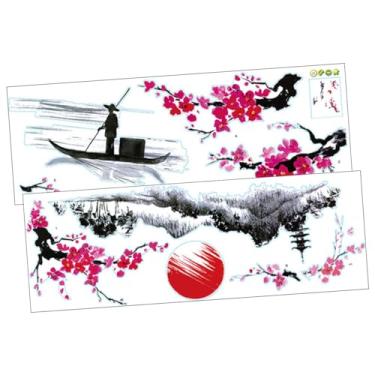 Imagem de HEMOTON 2 Conjuntos Adesivos De Parede Adesivo De Parede Adesivo De Decoração De Parede Decalques De Parede De Flores Parede De Cenário Vintage Estilo Japonês Cereja Pvc