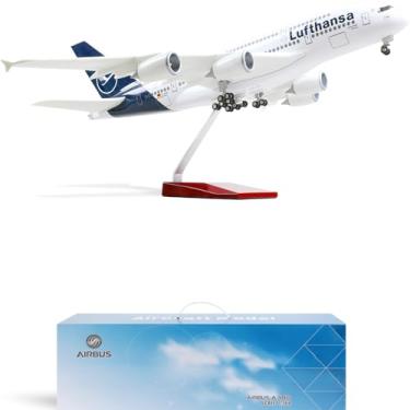 Imagem de QIYUMOKE 1/160 Airbus A380 Lufthansa 18 inchs Large Model Diecast Airplane Model Kits with Stand Sky Jumbo Airliner Model Plane Display Collectible Model Kit for Aviation Enthusiast Gift