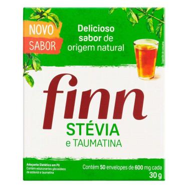 Imagem de Adoçante em Pó Finn Stevia e Taumatina com 50 Sachês de 600mg cada