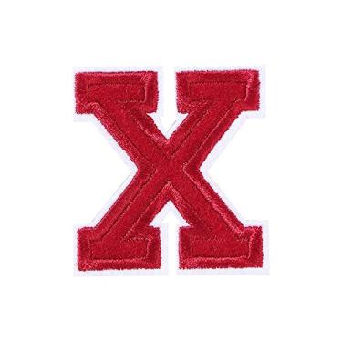 Imagem de Aplique bordado de letras, aplique de roupas, aplique de ferro/costurar no alfabeto inglês bordado decoração para camiseta casaco jeans bolsa (X)