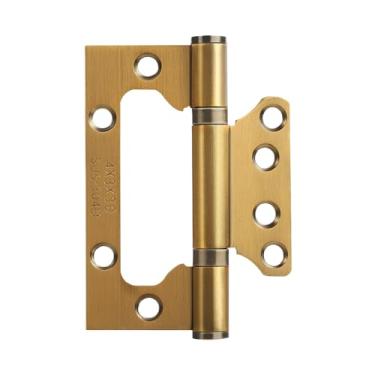 Imagem de Pacote com 12 dobradiças de porta sem encaixe – Fácil de instalar, dobradiças de porta de aço inoxidável de 10 cm × 7,6 cm – Movimento suave e resistente, latão