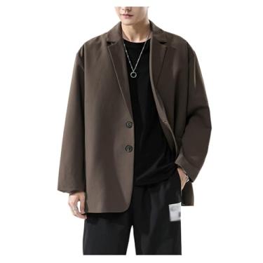 Imagem de Terno casual masculino cor sólida forrado de algodão blazer terno casaco casaco casual casaco casaco casaco casual, Marrom, P