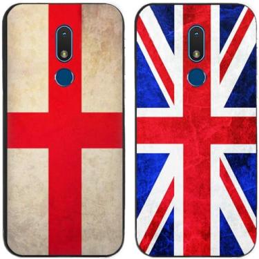 Imagem de 2 peças retrô bandeira do Reino Unido impressa TPU gel silicone capa de telefone traseira para Nokia (Nokia C3)