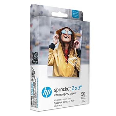 Imagem de HP Sprocket Papel fotográfico premium Zink Sticky Back (50 folhas) compatível com impressoras HP Sprocket Photo.