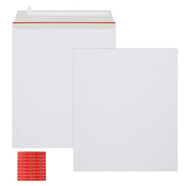 Imagem de Pacote com 25 envelopes de 32,4 x 38,1 cm para documentos de fotos autoselantes permanecem planos brancos envelopes de papelão branco para fotografia de CD, fotos, documentos por zmybcpack