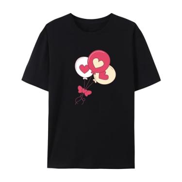 Imagem de Camiseta Love Graphics para homens e mulheres com estampa engraçada de balão para amigos amor, Preto, M