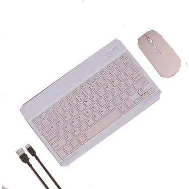 Imagem de Teclado sem fio Carregamento Bluetooth Tablet de escritório silencioso Notebook Este conjunto dedicado de teclado e mouse, azul, rosa, preto opcional (rosa)