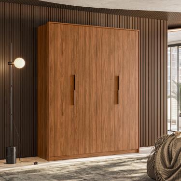 Imagem de Guarda Roupa Solteiro 4 Portas Attore Demartêz - Nogueira Touch