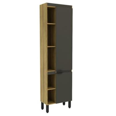 Imagem de Armário Paneleiro 60cm com 2 Portas e 5 Nichos 2303 Mel/Grafite