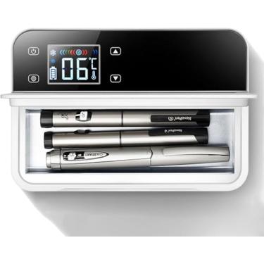 Imagem de Geladeira pequena para carro com freezer portátil, caixa refrigeradora de insulina, de alarme e display LED, 2-18 ℃ (35,6-64,4 ℉), para suprimentos, mantenha os remédios frescos dura