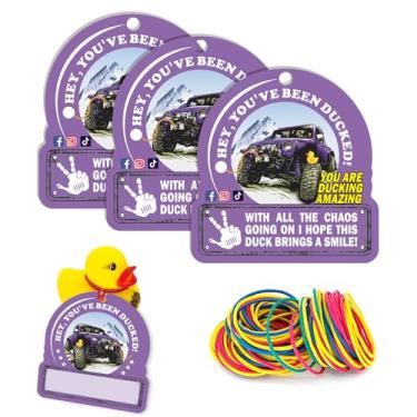 Imagem de Cartão You've Been Ducked, etiqueta pato pato, etiquetas de pato roxo, cartão de jogo de pato, pacote com 35 de tamanho de cartão de 5,3 cm x 5,05 cm, com furo redondo e elásticos de borracha
