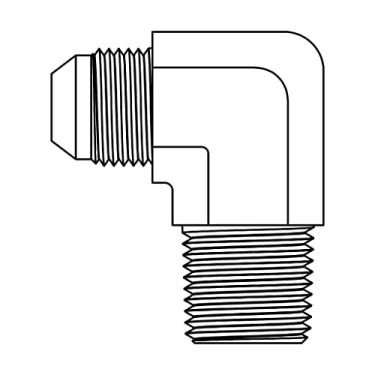 Imagem de Generic Adaptador hidráulico de 90° de cotovelo de tubo de 90° macho JIC X 1/5.1 cm, prata