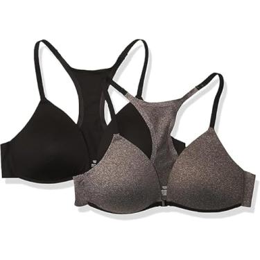 Imagem de Vanity Fair Sutiã feminino com fecho frontal invisível, pacote com 2, Cinza escuro/preto, 32