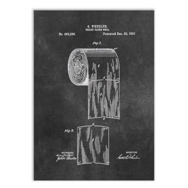 Imagem de Placa Decorativa Engraçado Banheiro Patente Papel Higiênico