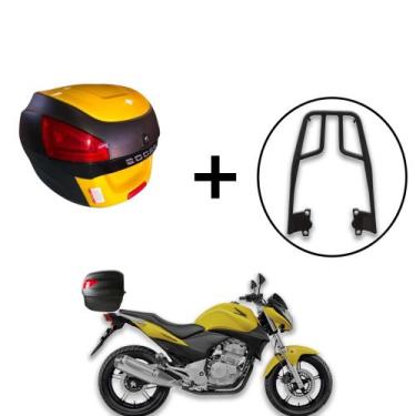 Imagem de Bauleto De 29 Litros Awa Proos + Bagageiro Cb300 Aço Maciço, amarelo