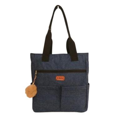 Imagem de Bolsa Jeans feminina grande quadrada Sacola Tote Alça Ombro lateral la