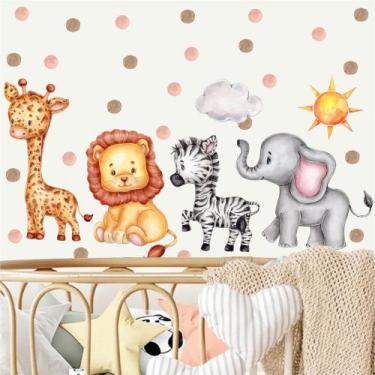 Imagem de Adesivo de Parede Infantil Safari Zoo Bolinhas Terroso - Escolhido por