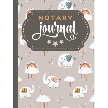 Imagem de Hardcover Notary Journal: 8.5x11 Large Notarial Logbook/With 200 Numbered Pages - Two Record Logs Per Page / 400 Records/Ledger Book Gift For ... Elephant Rainbow Lover Pattern on Tan