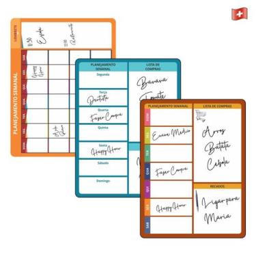 Imagem de 3 Lousas Brancas Fixador Magnético Quadro De Recados Mural - Geral