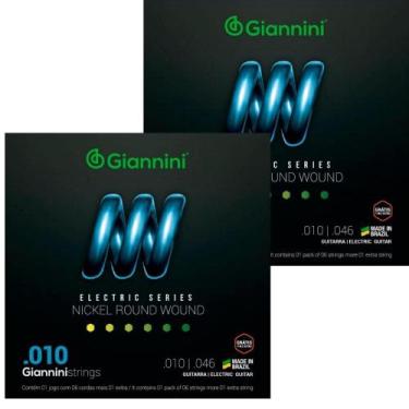 Imagem de Kit 2 encordoamento guitarra giannini geegst.10 niquel, Cores