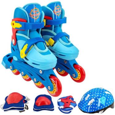 Imagem de Patins Inline Ajustável Acessórios Proteção Infantil Juvenil - UNITOYS