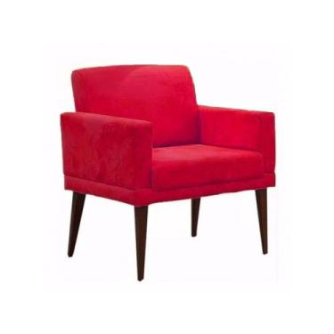 Imagem de Poltrona Decorativa Emília Pés Palito Suede - DS Móveis, Vermelho