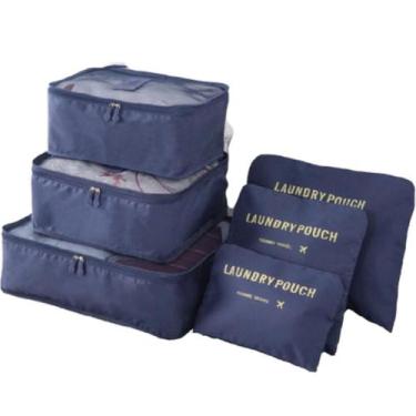 Imagem de kit Organizador de Malas 6pçs Azul Escuro Laundry - Importado