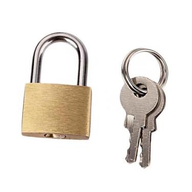 Imagem de Kit 2 Mini Cadeados De Latão 25mm Antifurto Para Janela Mala Armarios 