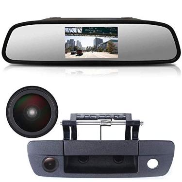 Imagem de Câmera de lente de 18 mm + espelho retrovisor de 10 cm. Câmera de visão traseira com alça de porta-malas para Dodge Ram 1500 2500 3500 2009-2018