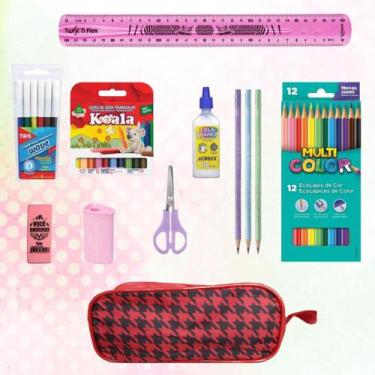 Imagem de Kit Material Escolar Infantil Estojo Completo Lápis de Cor - Tris