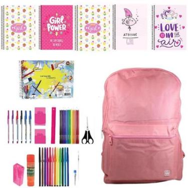 Imagem de Kit 5 Caderno Juvenil Arame Grande Com 41 Material Escolar - Foroni