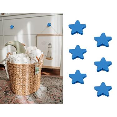 Imagem de Stargallery 6 peças puxadores bonitos em forma de desenho animado para móveis puxadores de borracha macia para armário gaveta cômoda armário organizador caixa de mesa estante (azul, estrela)