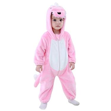 Imagem de Fantasia infantil unissex de animais para bebês, macacão de Halloween, Dinossauro rosa, 4-5T/Height 42"-45"