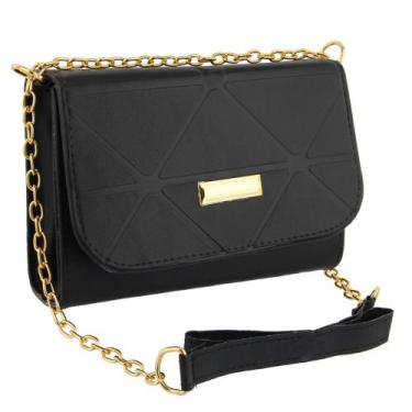 Imagem de Bolsa feminina transversal de ombro alça tiracolo - GF Griff, Preto