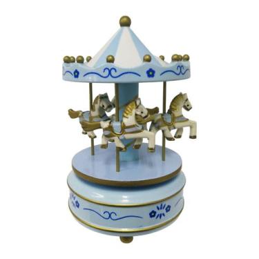 Imagem de Caixa De Música Carrossel Musical para Quarto Bebe Criança - DY, Azul