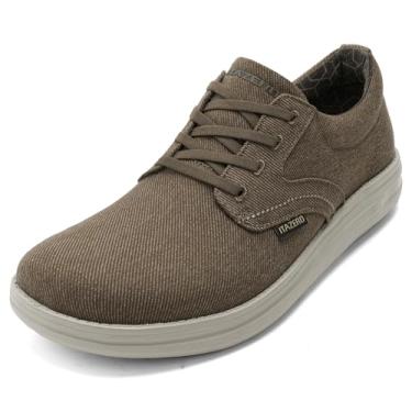 Imagem de ITAZERO Sapato masculino de lona com bico largo, casual, suporte de arco para fascite plantar, Lona marrom 05, 9.5 Wide