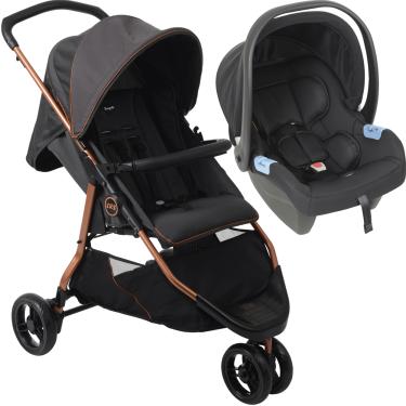 Imagem de Carrinho de Bebe com Bebe Conforto Burigotto CR3 Gray Cobre