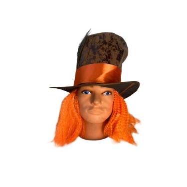 Imagem de Cartola Chapeleiro c/ Peruca Laranja Fantasia Cosplay Festa - IndiaChi