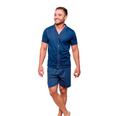 Imagem de Pijama Masculino Com Botões e Shorts Estampado Diones - Importado, Mar