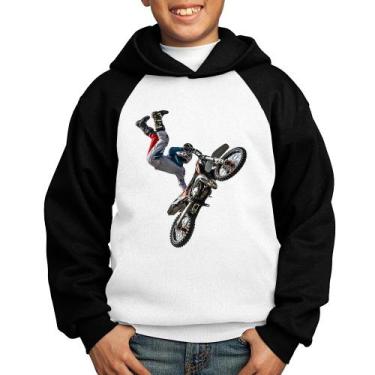 Imagem de Moletom Infantil Motocross Freestyle Trick - Foca na Moda, Branco, Pre
