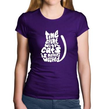 Imagem de Baby Look Algodão Time spend with cats is never wasted - Foca na Moda,