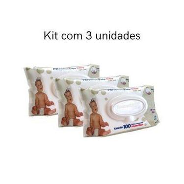 Imagem de Kit C/3 Lenços Umidecidos Personalidade Total Care Bebe 100 Toalhinhas
